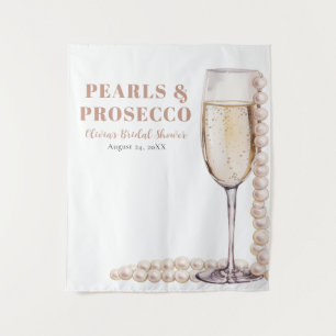 Pearls and Prosecco Bridal Shower Photo Backdrop Tapestry