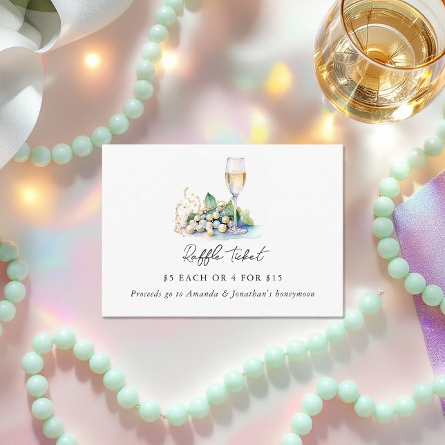 Pearls and Prosecco Bridal Shower Raffle Ticket Enclosure Card (Pearls and Prosecco Bridal Shower Raffle Ticket Enclosure Card)