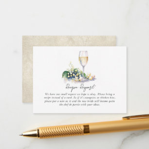 Pearls and Prosecco Bridal Shower Recipe Request Enclosure Card