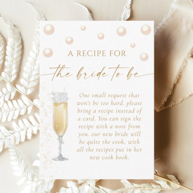 Pearls and Prosecco Bridal Shower Recipe Request  Enclosure Card (Creator Uploaded)