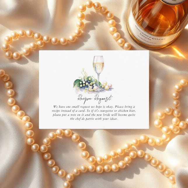 Pearls and Prosecco Bridal Shower Recipe Request Enclosure Card (Pearls and Prosecco Bridal Shower Recipe Request Enclosure Card)