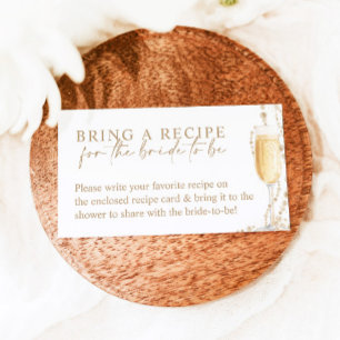 Pearls And Prosecco Bridal Shower Recipe Request Enclosure Card