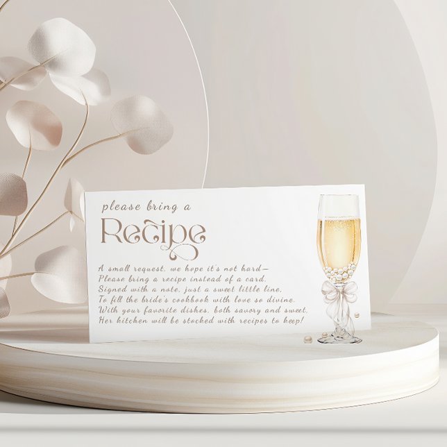 Pearls and Prosecco Bridal Shower Recipe Request Enclosure Card (Creator Uploaded)