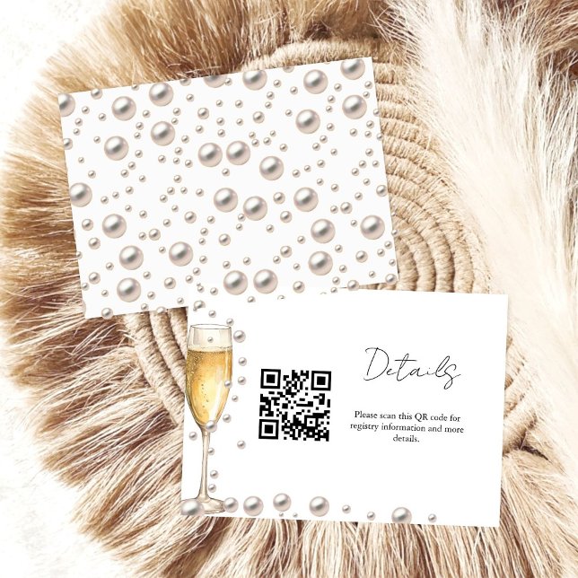 Pearls and Prosecco bridal shower registry Details Enclosure Card (Creator Uploaded)