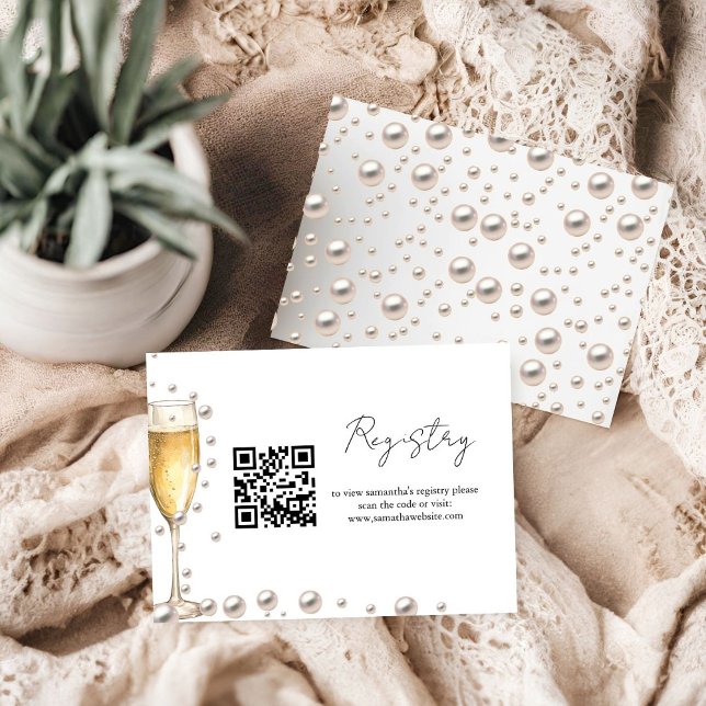 Pearls and Prosecco bridal shower registry Enclosure Card (Creator Uploaded)