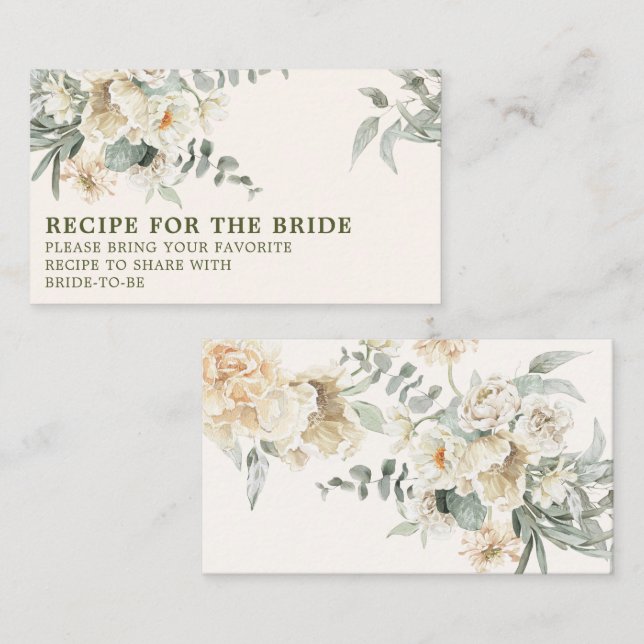 Pearls and prosecco Bridal Shower Share A Recipe  Enclosure Card (Front/Back)