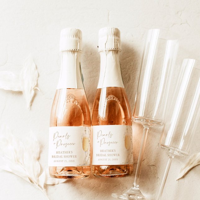 Pearls and Prosecco Bridal Shower  Sparkling Wine Label (Creator Uploaded)