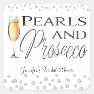 Pearls and Prosecco Bridal Shower Square Sticker
