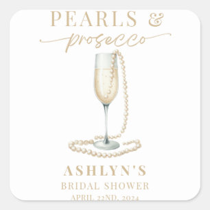 Pearls and Prosecco Bridal Shower Sticker