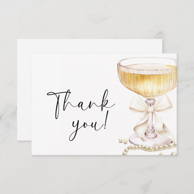Pearls and Prosecco Bridal Shower Thank You Card (Front/Back)
