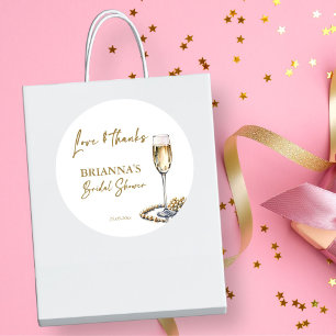Pearls and prosecco bridal shower thank you favour classic round sticker