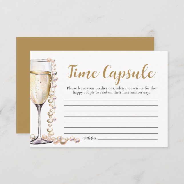 Pearls and Prosecco Bridal Shower Time Capsule Invitation (Front/Back)