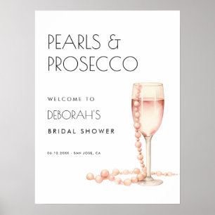 Pearls and Prosecco Bridal Shower Welcome Poster