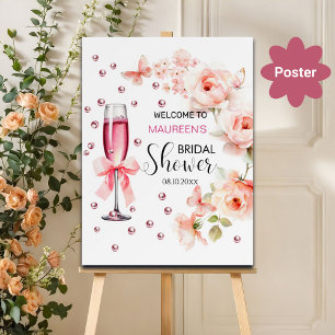 Pearls and Prosecco Bridal Shower Welcome Poster