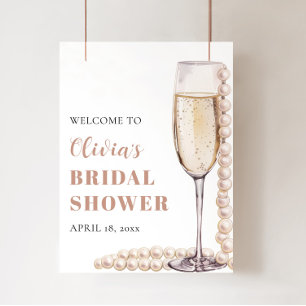 Pearls and Prosecco Bridal Shower Welcome Sign