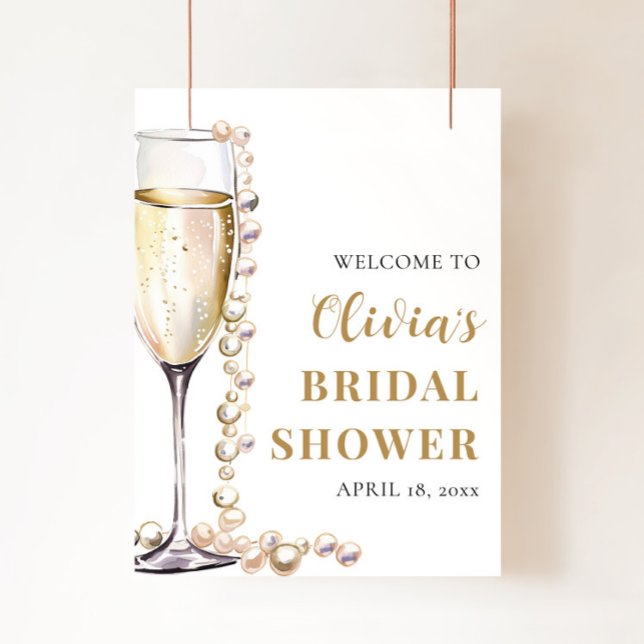 Pearls and Prosecco Bridal Shower Welcome Sign (Creator Uploaded)