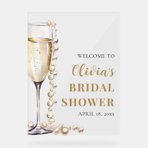 Pearls and Prosecco Bridal Shower Welcome Sign