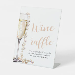 Pearls and Prosecco Bridal Shower Wine Raffle Game Pedestal Sign