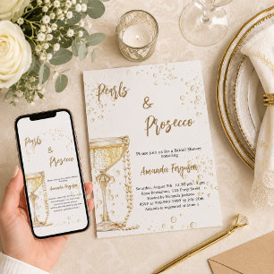 Pearls and Prosecco bubbles Bridal Shower Invitation