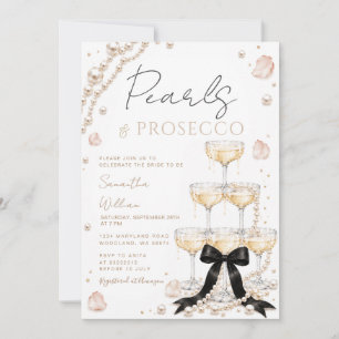 Pearls and Prosecco Champagne Tower Bridal Shower Invitation