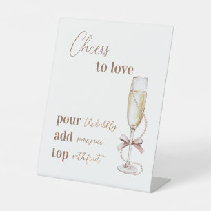 Pearls and Prosecco Cheers to Love Bridal Shower Pedestal Sign