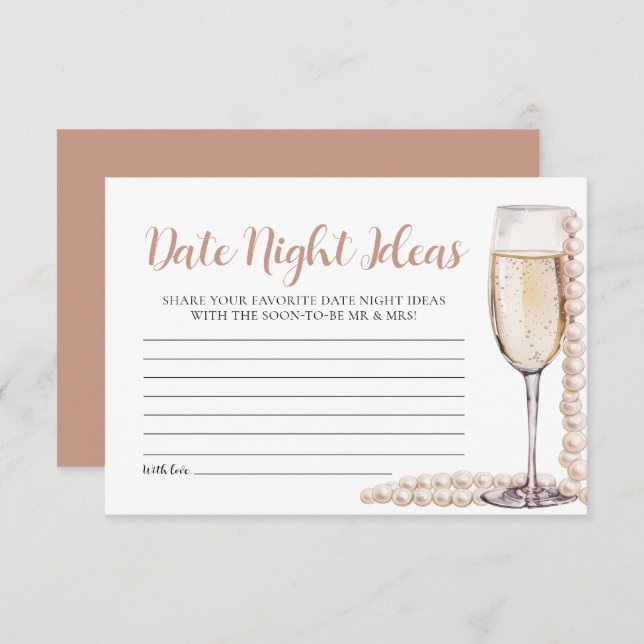 Pearls and Prosecco Date Night Ideas Bridal Shower Enclosure Card (Front/Back)