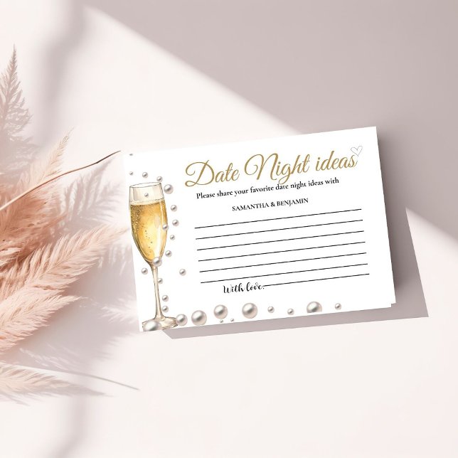 Pearls and Prosecco Date Night Ideas Bridal Shower Enclosure Card (Creator Uploaded)
