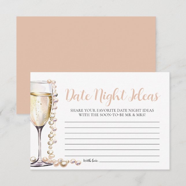 Pearls and Prosecco Date Night Ideas Bridal Shower Invitation (Front/Back)
