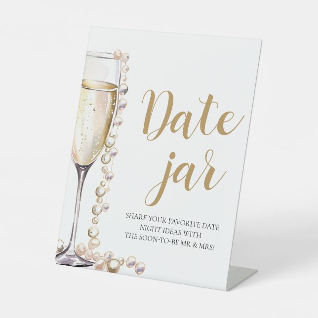 Pearls and Prosecco Date Night Ideas Date Jar Sign (Front)