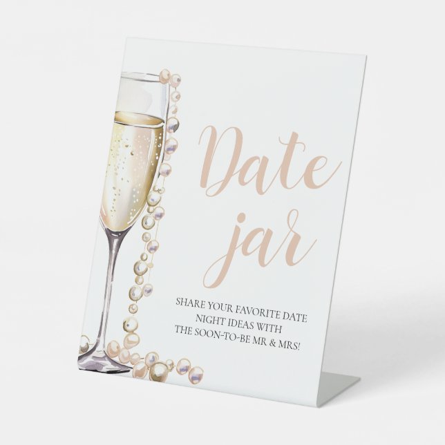 Pearls and Prosecco Date Night Ideas Date Jar Sign (Front)