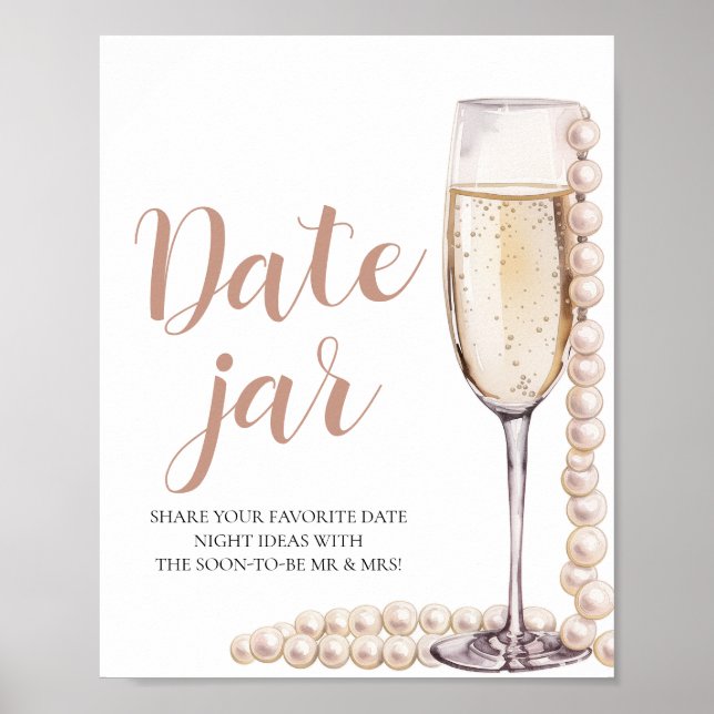 Pearls and Prosecco Date Night Ideas Date Jar Sign (Front)