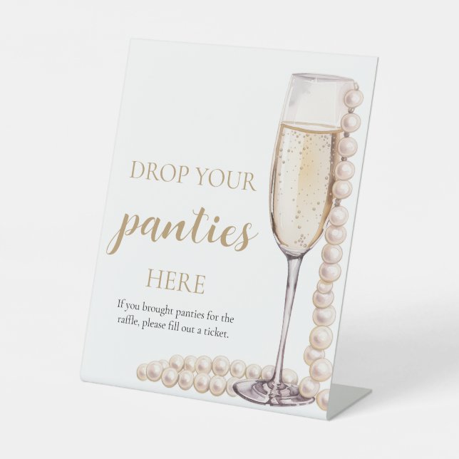 Pearls and Prosecco Drop Your Panties Game Sign (Front)
