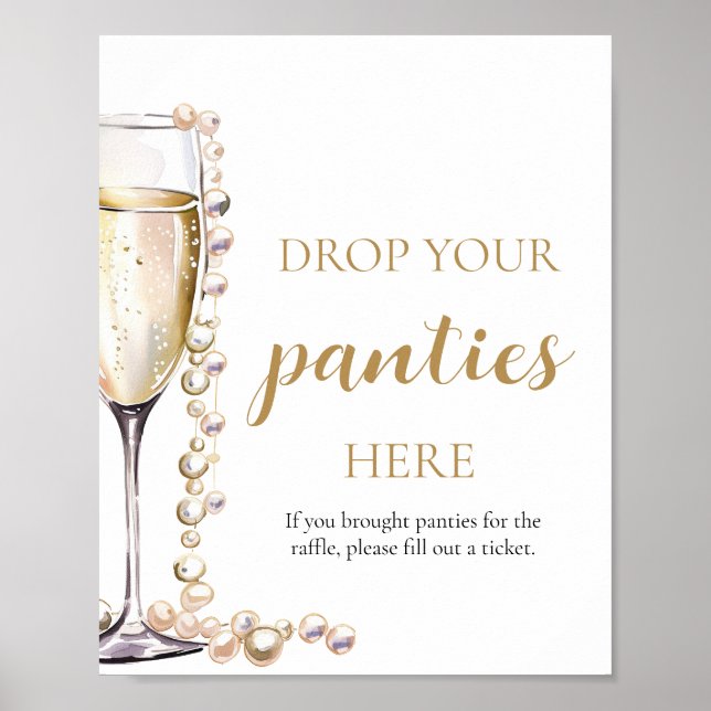 Pearls and Prosecco Drop Your Panties Game Sign (Front)