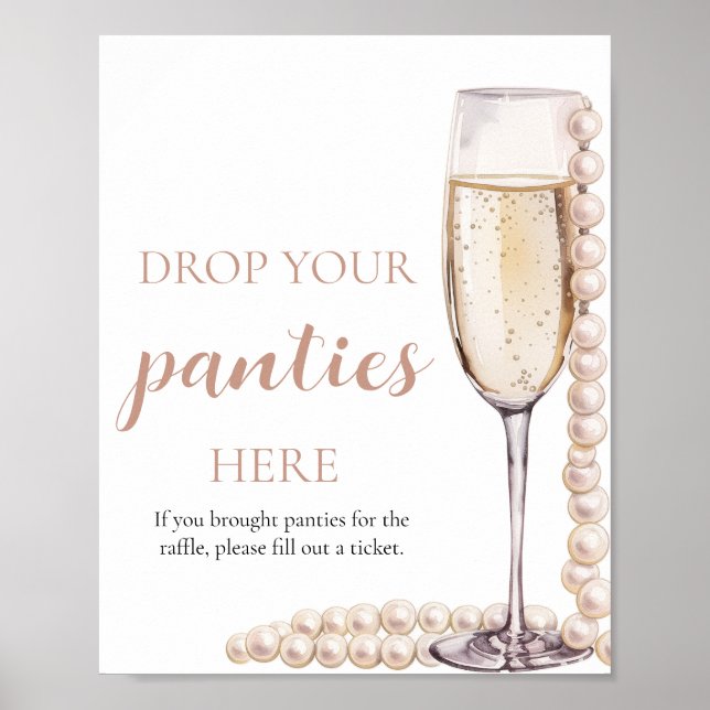 Pearls and Prosecco Drop Your Panties Game Sign (Front)
