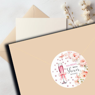 Pearls and Prosecco Dusty Pink Roses Bridal Shower Classic Round Sticker