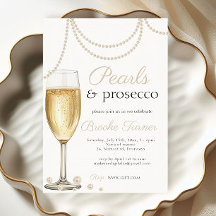 Pearls and Prosecco elegant Bridal brunch Shower Invitation