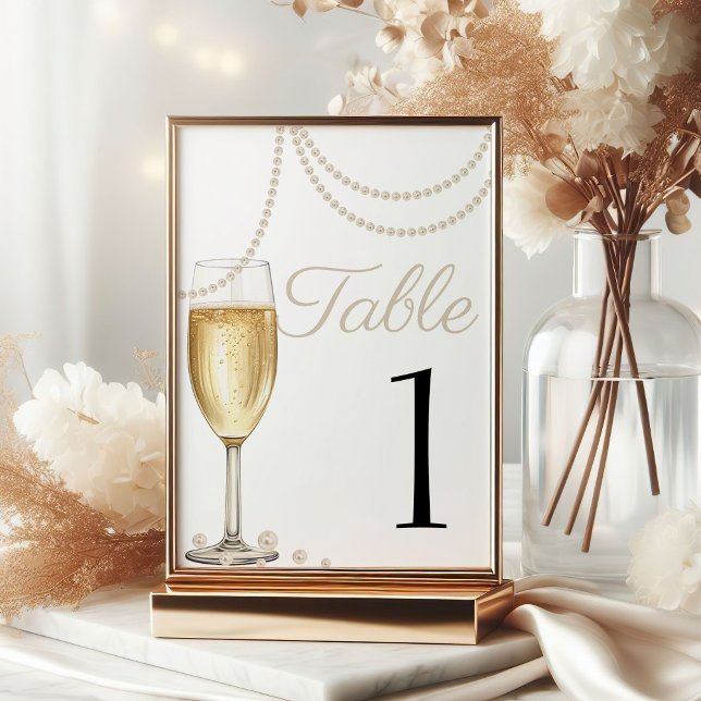 Pearls and Prosecco elegant Bridal brunch Shower Table Number (Creator Uploaded)
