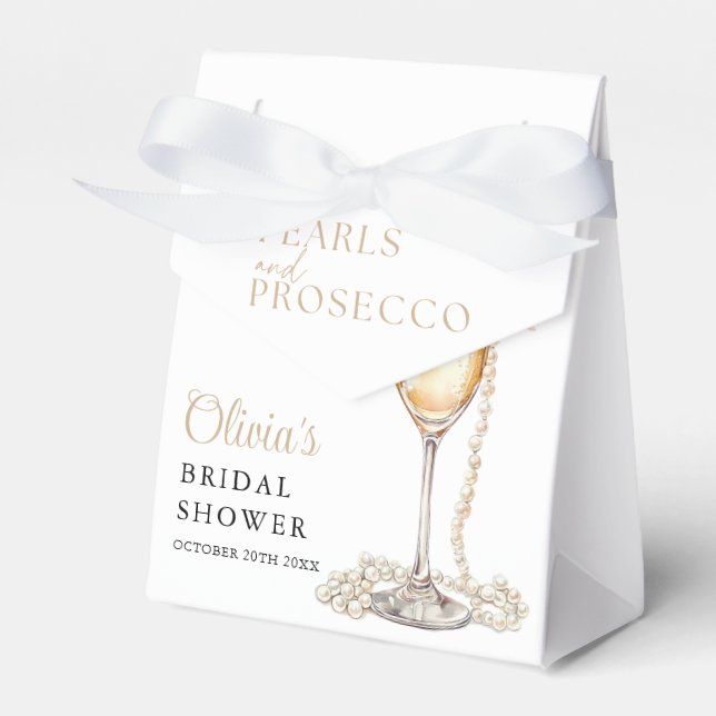Pearls And Prosecco Elegant Bridal Shower Favour Box (Front Side)