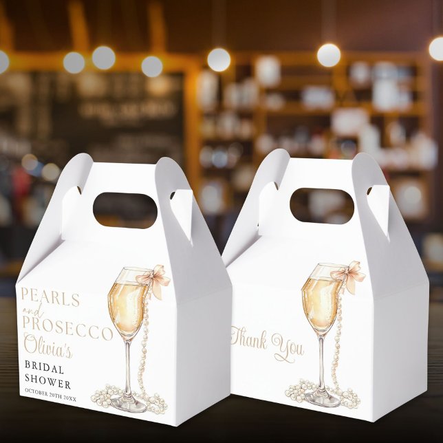 Pearls And Prosecco Elegant Bridal Shower Favour Box (Pearls And Prosecco Elegant Bridal Shower Favor Boxes)