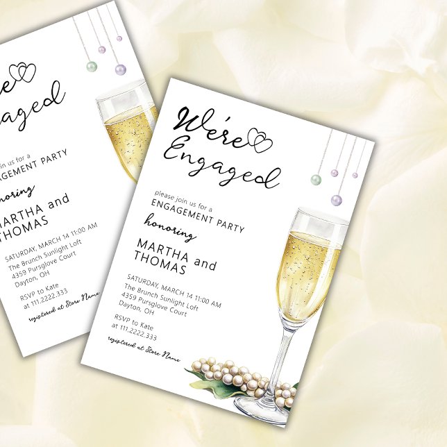 Pearls And Prosecco Elegant Engagement Party  Invitation (Creator Uploaded)