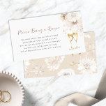 Pearls and Prosecco Enclosure Card<br><div class="desc">Elevate your celebration with our Pearls and Prosecco 'Please Bring a Recipe' Enclosure Card. Featuring delicate watercolor boho chic cream and tan florals adorned with lovely pearls and gold-dusted champagne glasses, this collection exudes timeless sophistication. Perfect for a champagne brunch affair, this collection sets the tone for an unforgettable gathering...</div>