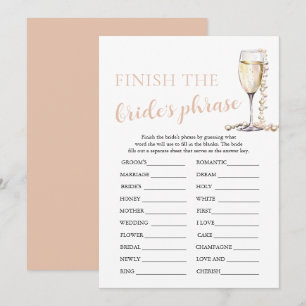 Pearls and Prosecco Finish the Bride's Phrase Game Invitation