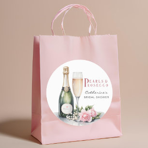 Pearls And Prosecco Floral Elegant Bridal Shower Classic Round Sticker