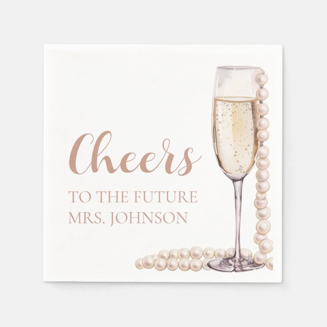 Pearls and Prosecco Future Mrs Bridal Shower Napkin (Front)