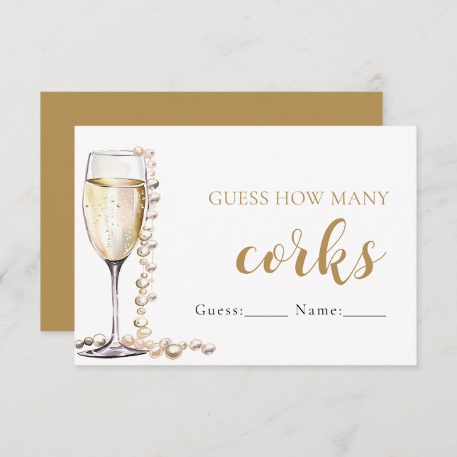 Pearls and Prosecco Guess How Many Corks Game Enclosure Card (Front/Back)
