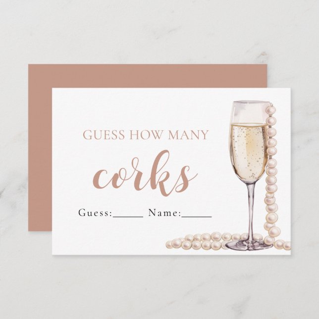 Pearls and Prosecco Guess How Many Corks Game Enclosure Card (Front/Back)