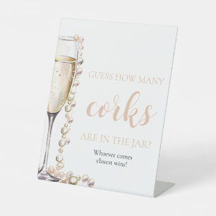 Pearls and Prosecco Guess How Many Corks Game Pedestal Sign