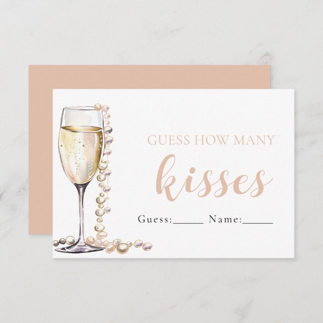 Pearls and Prosecco Guess How Many Kisses Game Invitation (Front/Back)