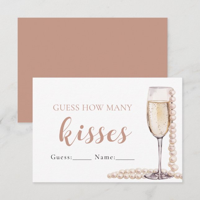 Pearls and Prosecco Guess How Many Kisses Game Invitation (Front/Back)