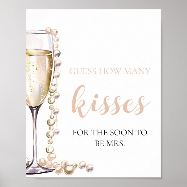 Pearls and Prosecco Guess How Many Kisses Game Poster (Front)